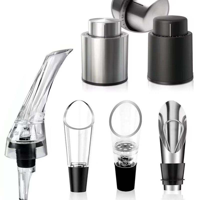 Wine Stopper Vacuum - อุปกรณ์เติมอากาศสำหรับไวน์, 2026 พรีเมียม ไวน์แอร์เรเตอร์พร้อมจุกปิดสุญญากาศและที่ตัดฟอยล์ ชุดอุปกรณ์เสริมสำหรับไวน์สำหรับคนรักไวน์