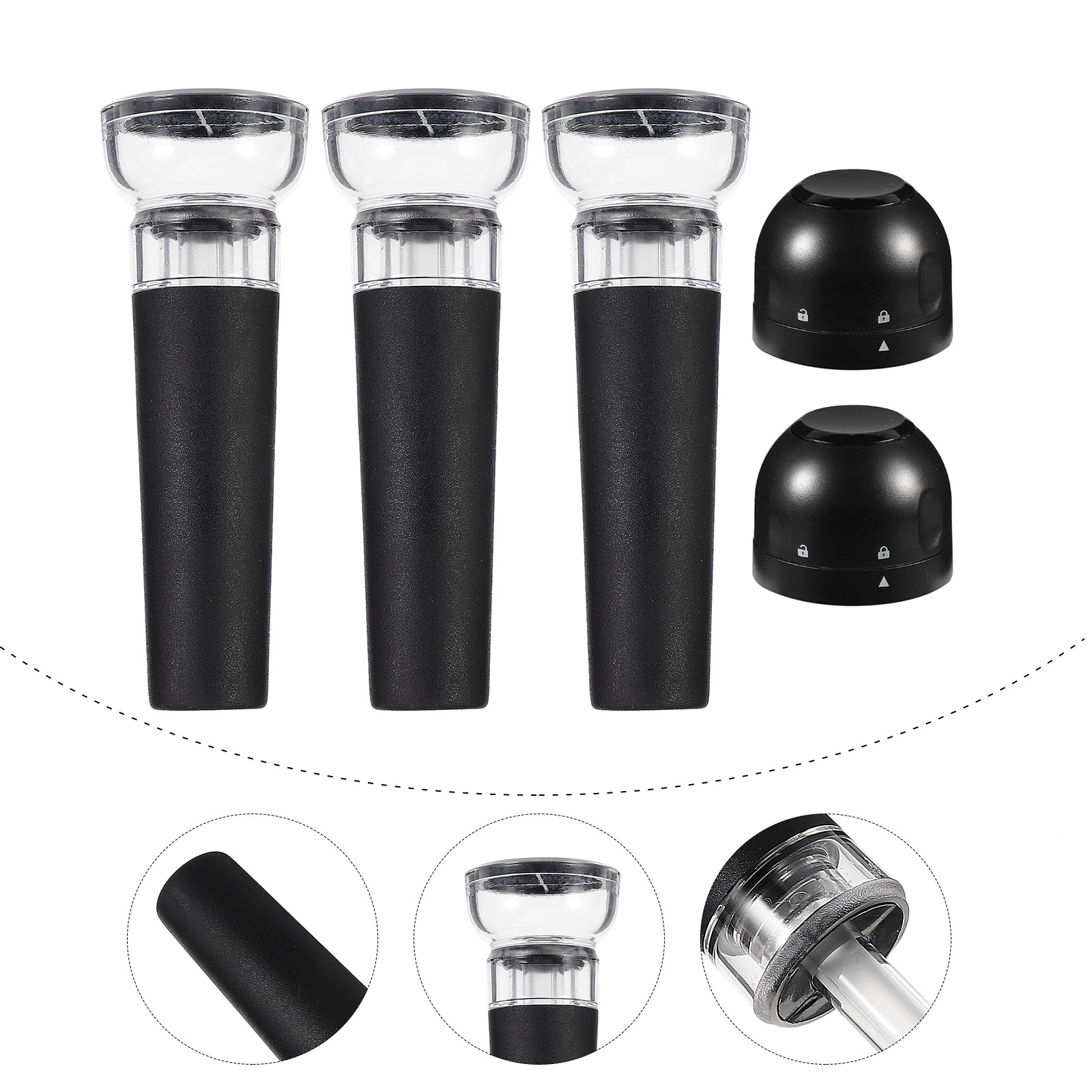 Wine Stopper Vacuum - ชุดจุกปิดขวดไวน์อัจฉริยะสำหรับไวน์แดงและอาหารสด วัสดุเกรดอาหาร เก็บรักษาได้นาน ปิดผนึกขวดอย่างแน่นหนา