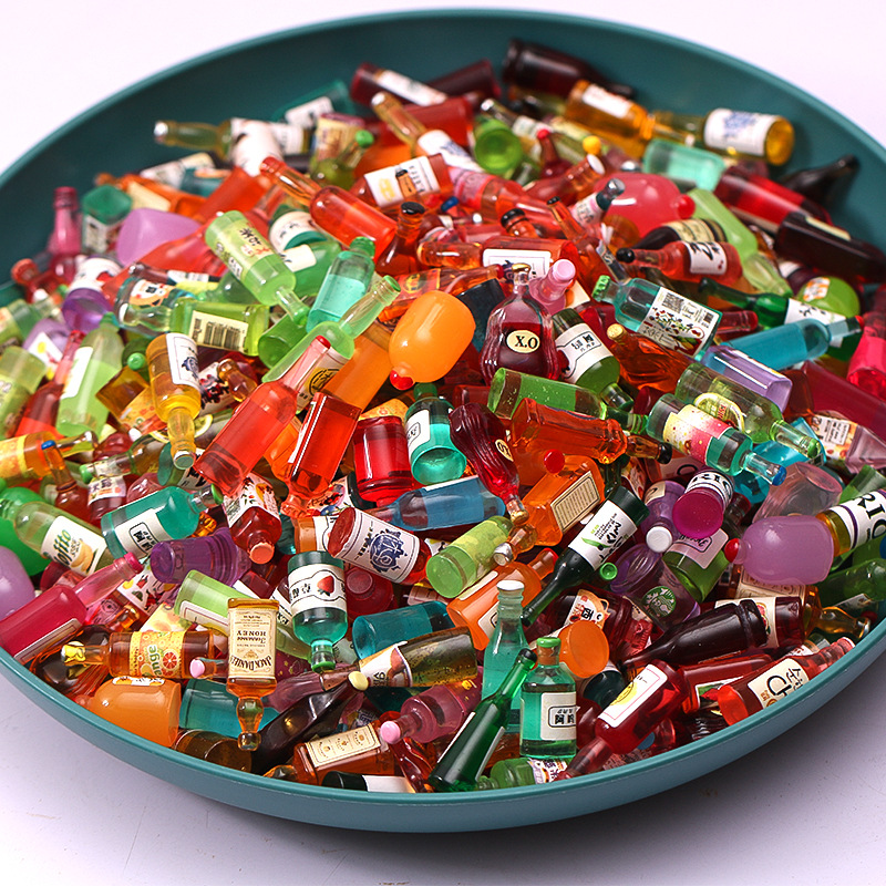 Wine Mix With Beer - 20Pcs Mini เรซิ่นจำลองขวดไวน์สำหรับเคสโทรศัพท์มือถือเครื่องประดับ DIY เด็กน่ารักของขวัญเครื่องดื่มเบียร์ขวดรุ่น