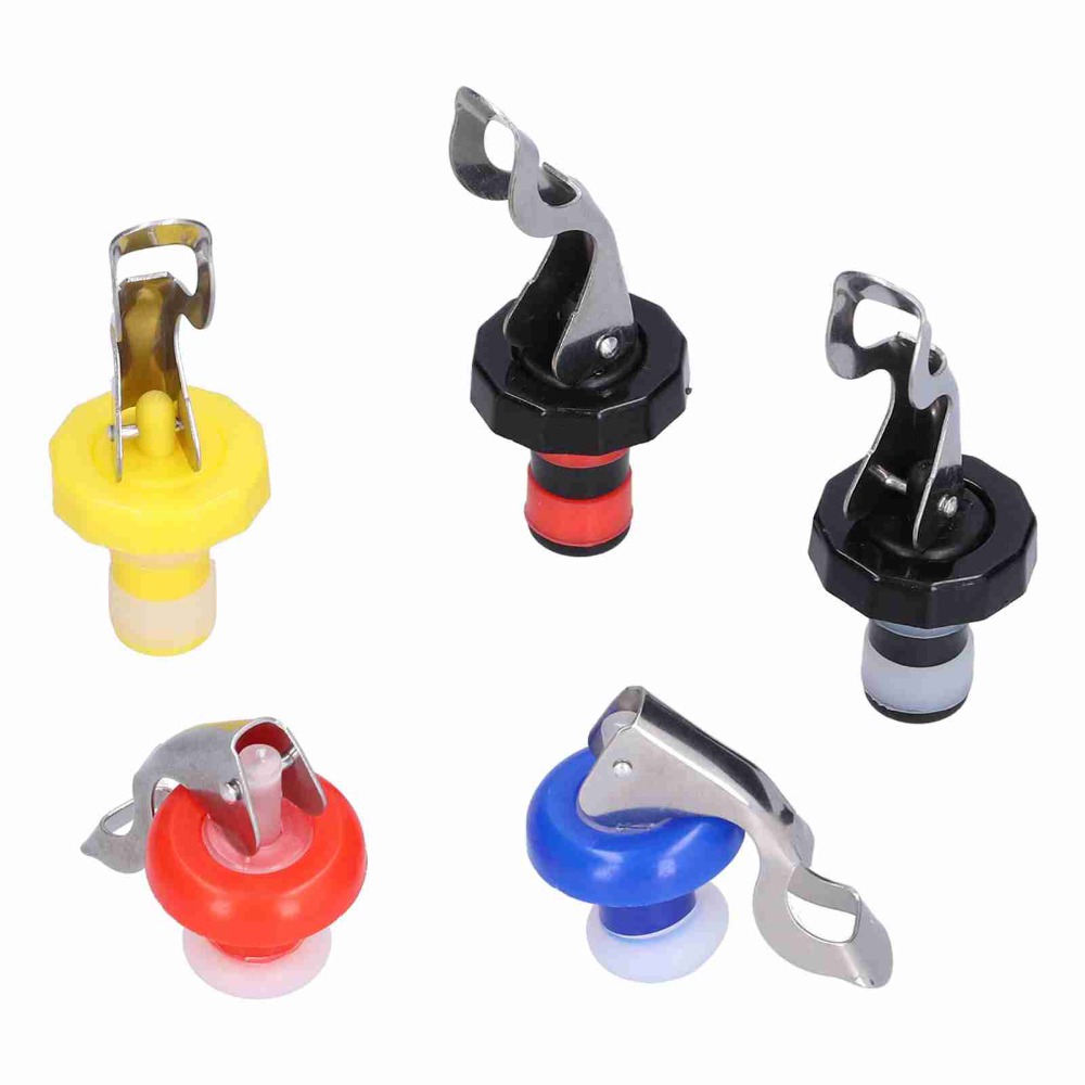 Wine Stopper Vacuum - จุกปิดขวดไวน์ซิลิโคน 5 ชิ้น แบบใช้ซ้ำได้ สำหรับขวดเครื่องดื่ม จุกขยายตัว