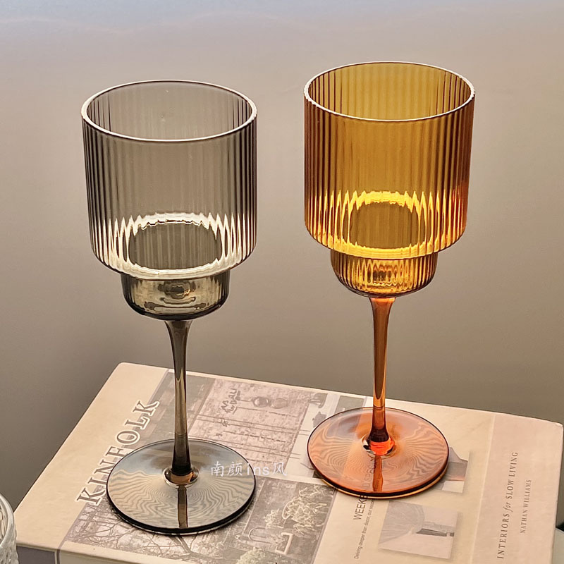 Wine Or Beer - 350ml สี Nordic Stripe Goblet แก้วไวน์แว่นตาไวน์แดงค็อกเทลน้ําประกายน้ําแว่นตางานแต่งงาน