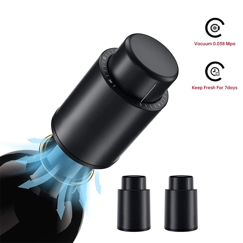 Wine Stopper Vacuum - LMETJMA ขวดไวน์ Stoppers สูญญากาศแบบใช้ซ้ําได้ไวน์ Stoppers ปั๊มไวน์