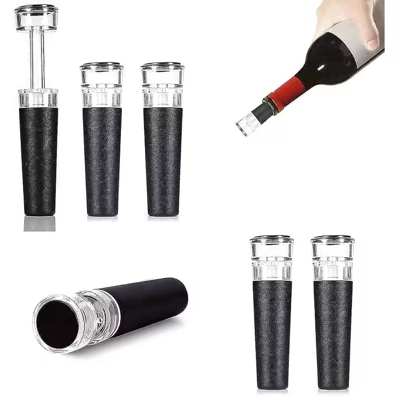 Wine Stopper Vacuum - จุกปิดขวดไวน์สุญญากาศ, จุกปิดแบบใช้ซ้ำได้พร้อมปั๊มสุญญากาศในตัว, ฝาปิดขวดไวน์ซิลิโคนกันรั่ว, ตัวช่วยรักษาความสดของไวน์